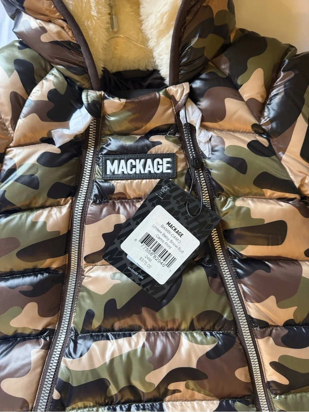 Mackage Kids Camo Puffer Snowsuit - Green/Brown